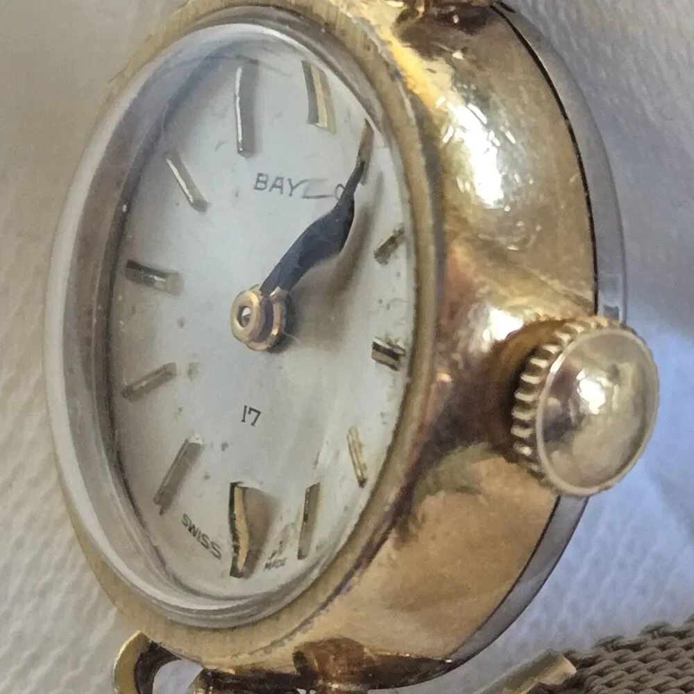 Vtg Ladies Baylor 17 Jewel Swiss Mechanical Watch Speidel For Parts Repair READ